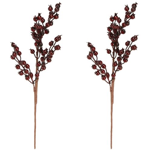 Artículo Rama de bayas frutos rojos ramas decorativas Navidad 39cm 2ud