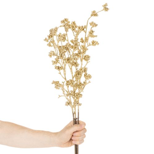 Decoración de ramas de bayas artificiales, color dorado, 70 cm, 3 piezas | Floristik24.es