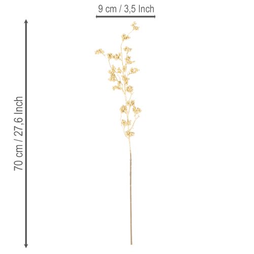 Decoración de ramas de bayas artificiales, color dorado, 70 cm, 3 piezas | Floristik24.es