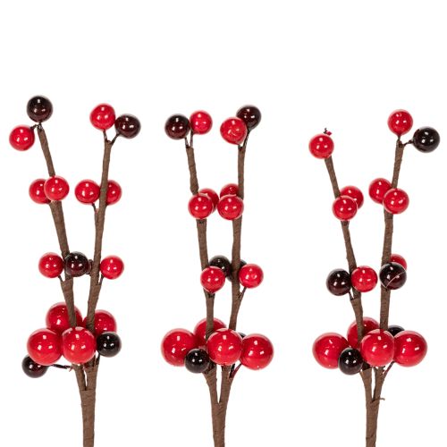 Rama artificial con bayas rojas, 15 cm, 6 unidades comprar | Floristik24.es