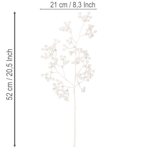 Rama artificial de bayas blancas, material decorativo/manualidades, 52 cm. | Floristik24.es