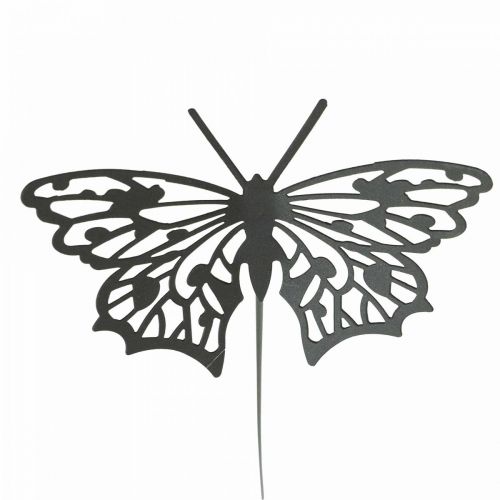 Artículo Tapón flor metal mariposa negro 10,5×8/44cm 3uds