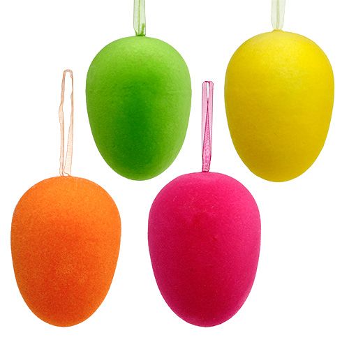 Floristik24 Huevos decorativos flocados 12cm 8uds