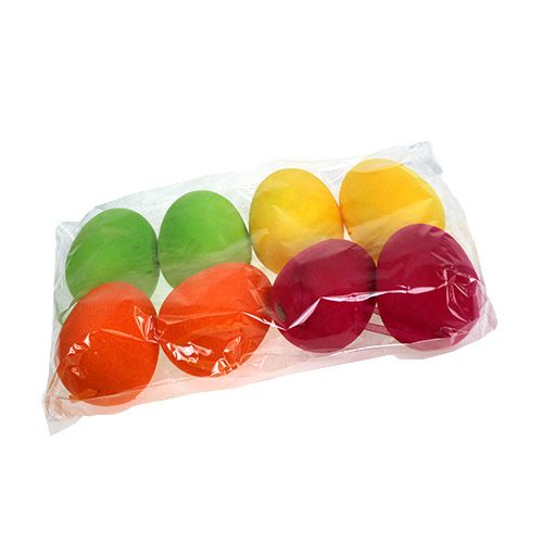 Floristik24 Huevos decorativos flocados 12cm 8uds