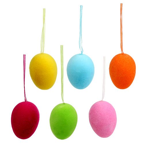 Floristik24 Huevos decorativos flocados 7cm 18uds