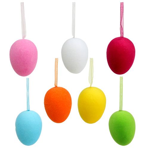 Floristik24 Huevos decorativos flocados 10cm 12uds