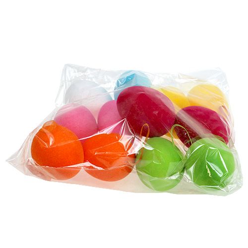 Floristik24 Huevos decorativos flocados 10cm 12uds