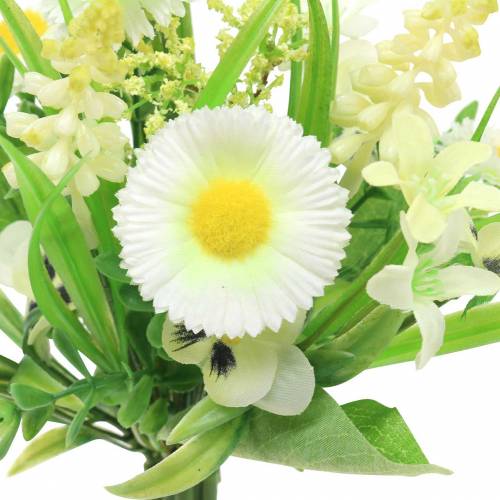 Floristik24 Ramo primaveral con bellis y jacinto artificial blanco, amarillo 25cm