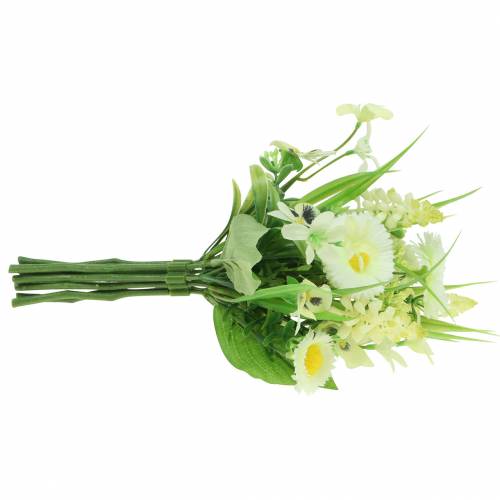 Floristik24 Ramo primaveral con bellis y jacinto artificial blanco, amarillo 25cm