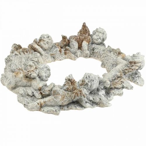 Floristik24 Concrete deco angel deco corona decoración de pared blanco marrón 36.5cm