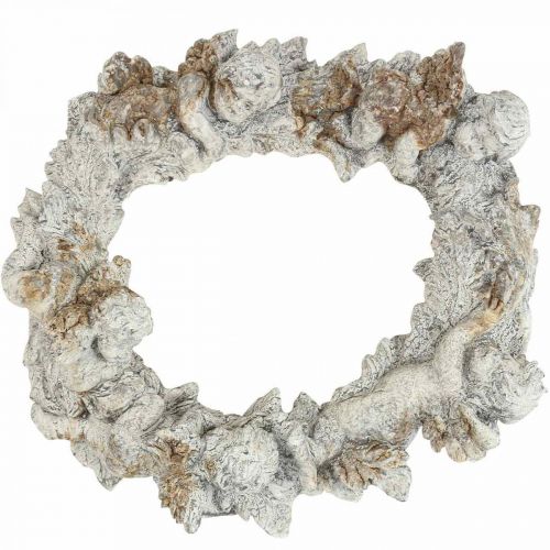 Artículo Concrete deco angel deco corona decoración de pared blanco marrón 36.5cm