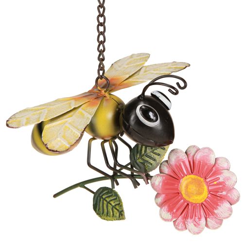Decoración de abejas de metal para jardín, para colgar, pintada, 21 x 21 cm