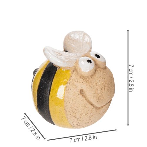Artículo Figura de abeja de cerámica para acentos detallados en alféizares de ventanas o áreas de estar, 7 cm, 3 piezas