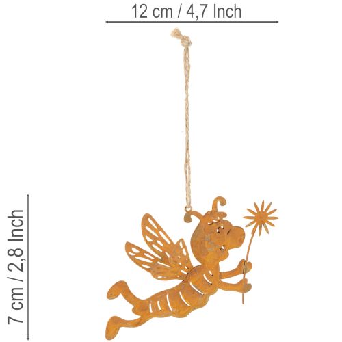 Adorno colgante de abeja, metal color óxido, decoración de verano, 12 cm, 6 piezas | Floristik24.es