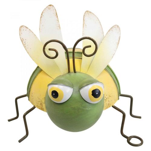 Floristik24 Figura de jardín abeja, figura decorativa insecto de metal H9.5cm verde amarillo