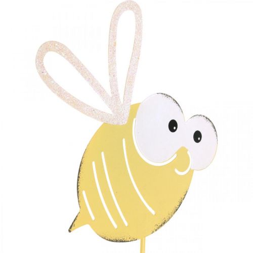 Artículo Abeja como enchufe, resorte, decoración de jardín, abeja de metal amarillo, blanco L54cm 3pcs