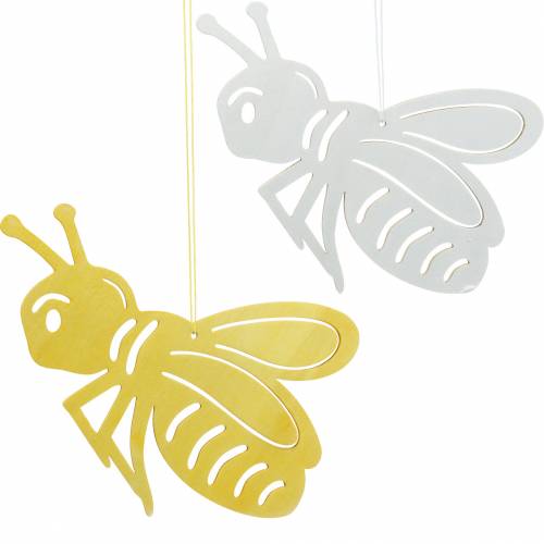 Floristik24 Figura de madera abeja, decoración primaveral, abeja para colgar, insecto decorativo 6pcs