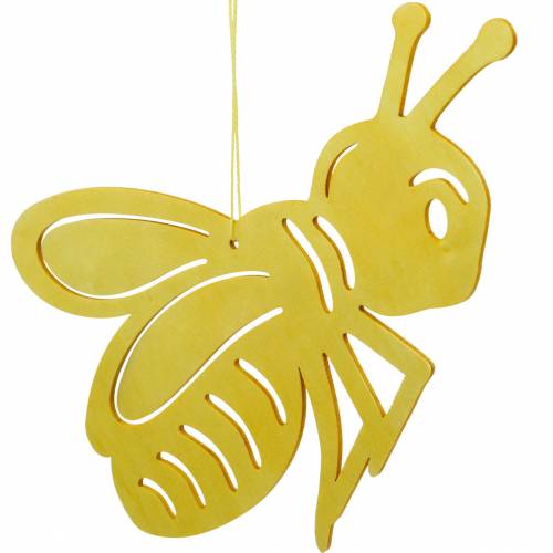 Artículo Figura de madera abeja, decoración primaveral, abeja para colgar, insecto decorativo 6pcs