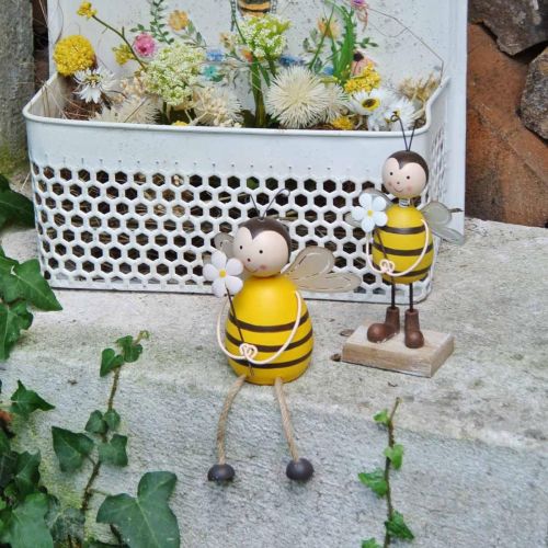 Floristik24 Deco abeja como asiento de borde decoración de verano metal H13cm