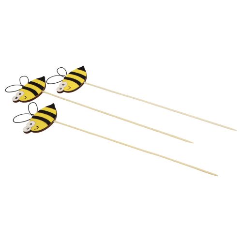 Floristik24 Decoración de primavera tapón de flor decoración de abeja de madera 7cm 12uds
