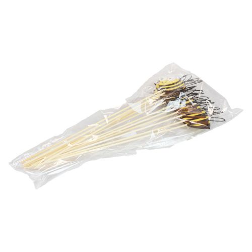 Floristik24 Decoración de primavera tapón de flor decoración de abeja de madera 7cm 12uds