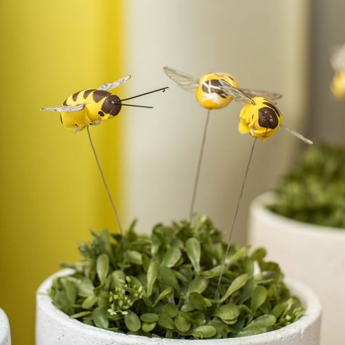 Abeja en alambre, tapones de flores, abejas decorativas, naranja primavera, amarillo AN4,5cm 24uds