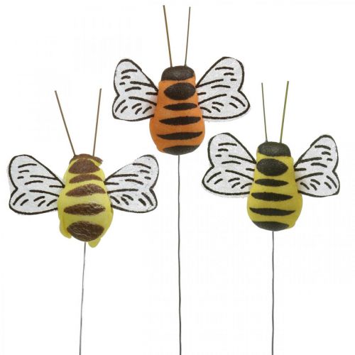 Floristik24 Abeja en alambre, tapones de flores, abejas decorativas, naranja primavera, amarillo AN4,5cm 24uds