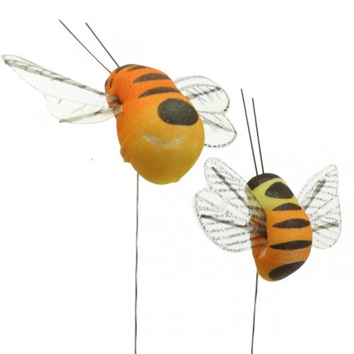 Artículo Deco abeja, decoración de primavera, abeja en alambre naranja, amarillo B5/6,5cm 12uds