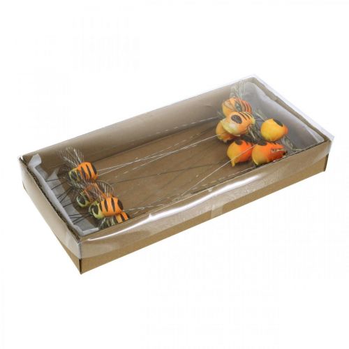 Floristik24 Deco abeja, decoración de primavera, abeja en alambre naranja, amarillo B5/6,5cm 12uds