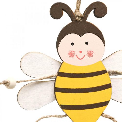 Artículo Abeja para colgar, decoración de primavera, colgante de madera H9.5cm 6pcs