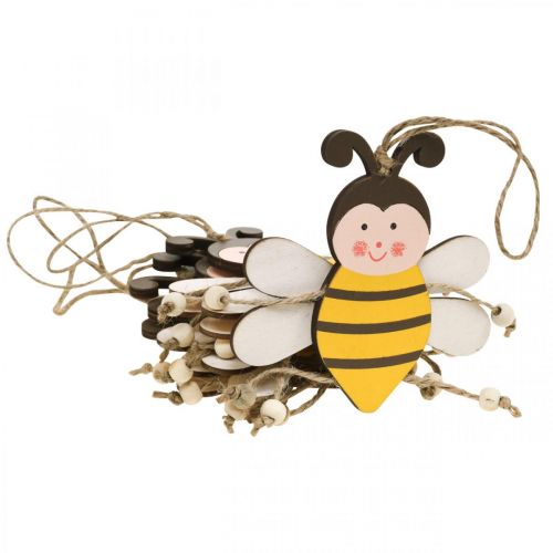 Floristik24 Abeja para colgar, decoración de primavera, colgante de madera H9.5cm 6pcs