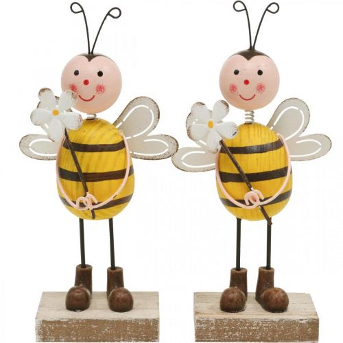 Floristik24 Deco abeja con flor figura deco decoración de verano H21cm 2pcs