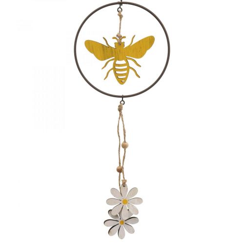 Floristik24 Abeja deco anillo metal madera ventana decoración Ø12cm 44cm 4pcs