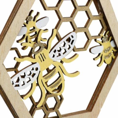 Floristik24 Nido de abeja para colgar, decoración de verano, abeja, decoración de madera, abejas en panal 4pcs