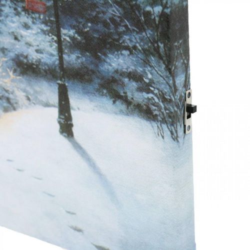 Floristik24 Mural LED paisaje invernal con casa 38×28cm Para batería