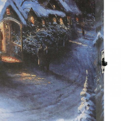 Floristik24 Mural LED paisaje invernal con iglesia 38×28cm Para batería
