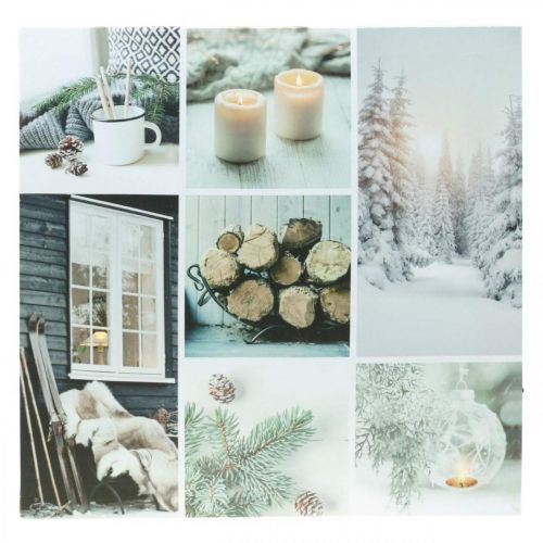 Floristik24 Fotomural LED Navidad rústico blanco 38 × 38cm Para batería