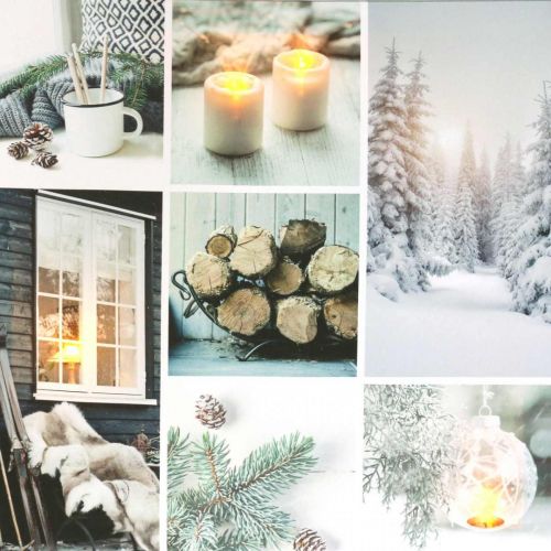 Floristik24 Fotomural LED Navidad rústico blanco 38 × 38cm Para batería