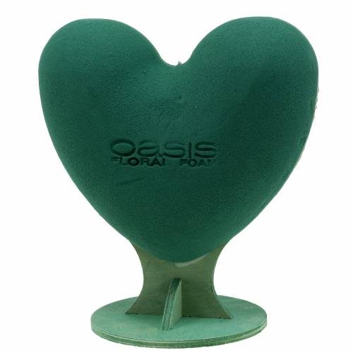 Artículo Espuma floral corazón 3D con pie espuma floral verde 30cm x 28cm