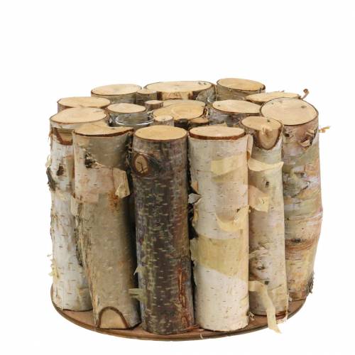 Floristik24 Tarro de abedul con tubos de ensayo natural Ø17cm H13cm