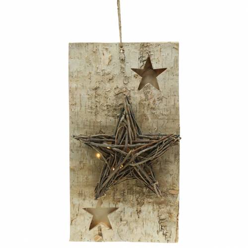 Floristik24 Cartel navideño abedul con estrella LED / pilas 40cm