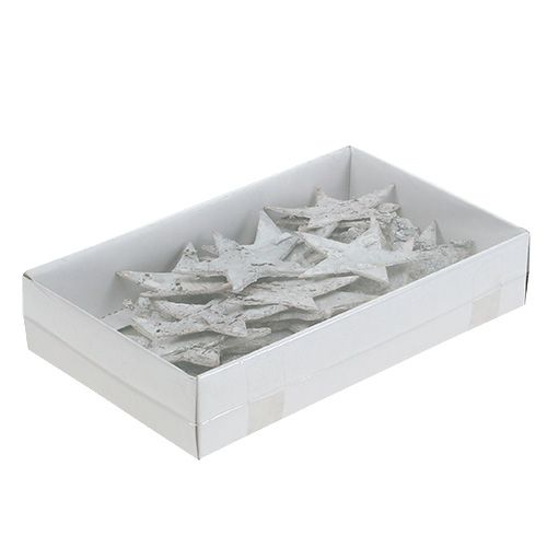 Artículo Estrella de abedul blanqueada 6,5cm 36uds