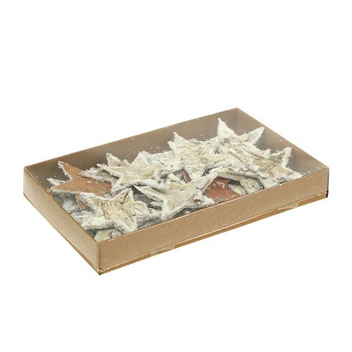 Artículo Estrellas de abedul natural nevadas 6,5cm 30uds