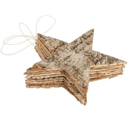 Artículo Estrellas de abedul para colgar estrellas decorativas corteza de abedul 20cm 4 piezas