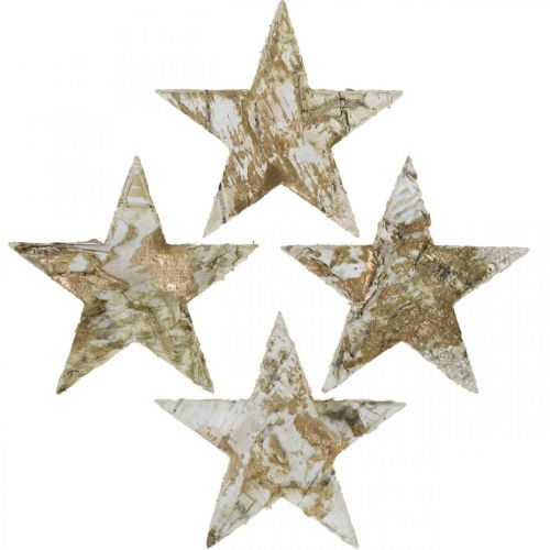 Artículo Estrella decorativa de corteza de abedul estrellas de abedul natural, doradas 6,5 cm 30 piezas