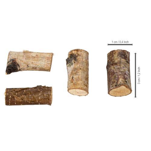 Piezas decorativas de madera de abedul con corteza para manualidades, 3 cm, 300 g | Floristik24.es