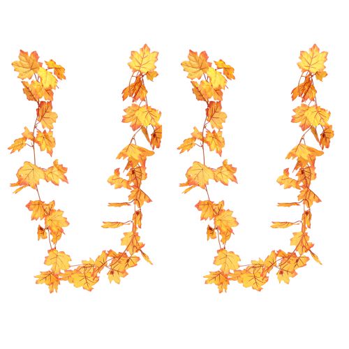 Artículo Guirnalda de hojas guirnalda de otoño amarillo anaranjado 168cm 2ud