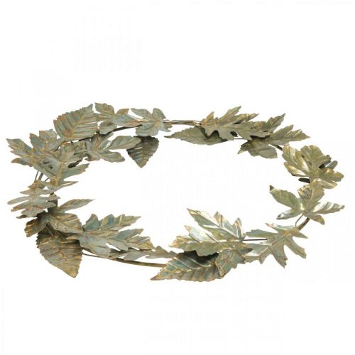 Artículo Anillo decorativo corona de metal decoración de pared hojas latón Ø52cm