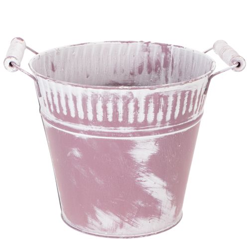 Cubo de hojalata, lavado en morado y blanco, Ø19cm H17cm, 1 unidad. comprar | Floristik24.es