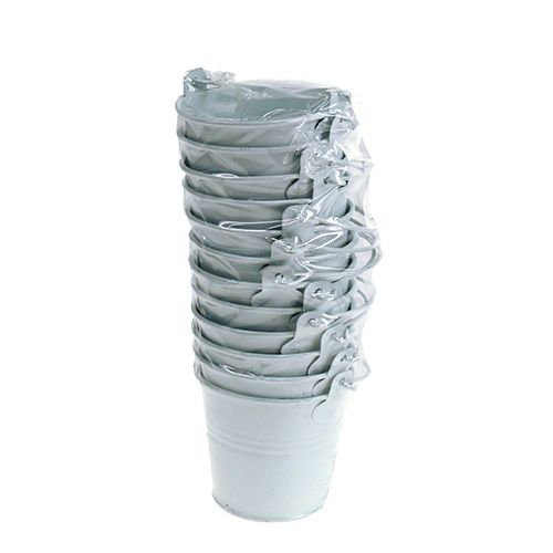 Floristik24 Cubo de hojalata blanco Ø8cm H7cm 12p